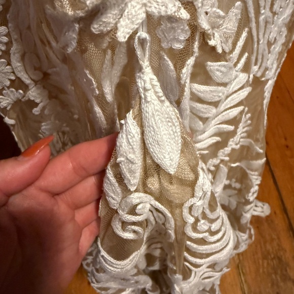 Elegant Cream Lace Wedding Dress - Picture 15 of 16